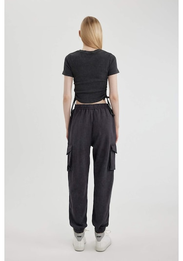 DeFacto Coool Basic Düz Beli Paçası Lastikli Kargo Cepli Jogger Eşofman Altı C1443AX24SPAR226