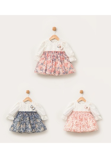 Çiçekli Kız Bebek Çocuk Bayramlık Elbise 001