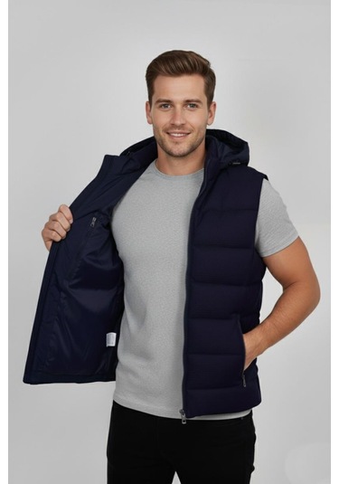 Erkek Spor Kapüşonlu Yelek Regular Kalıp 961-309 Bgl-st04874 Lacivert