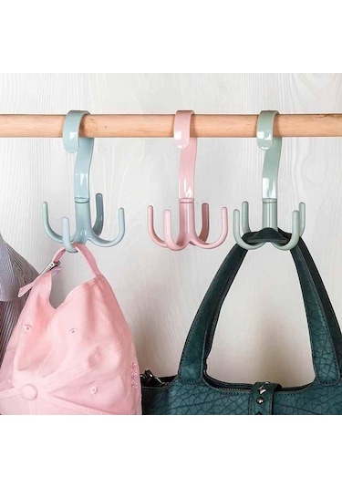 Pembe Jjyy 1 Adet Ev Çok Fonksiyonlu Döner Ayakkabı Raf Balkon Kurutma Rafı Kravat Bel Çantası Kanca Açık Ayakkabı Şapka Kurutma Raf Kanca Pembe