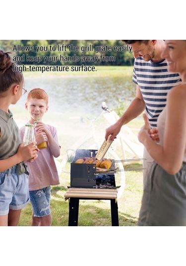 Besthome1 Stainless Steel Izgara Kaldırıcı, Ergonomik Ahşap Saplı, Barbekü Piknik Aletleri, Dayanıklı, Kolay Kullanışlı, Çok Re Çok Renkli