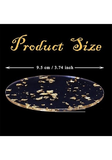 Altın Varak Akrilik Bardak Altlıkları 6 Adet İçecekler İçin İskandinav Tarzı, 9.5cm Şeffaf