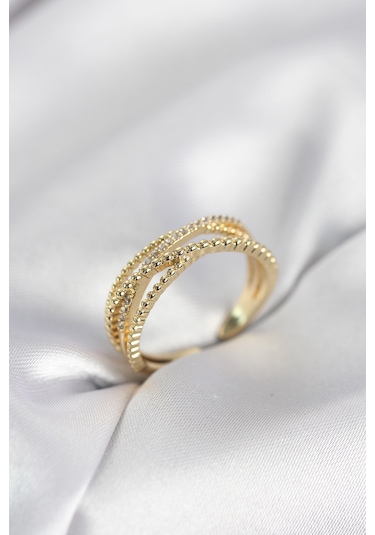 Clariss Gold Renk Sarmal Model Kadın Yüzük Çok Renkli