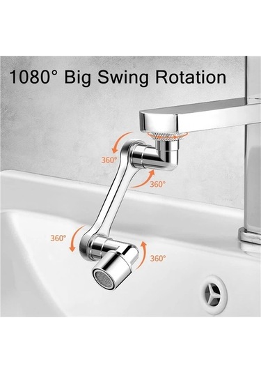 Jialan 1080 Evrensel Rotasyon Musluk Lavabo Robot Kol Dokunun A Gümüş