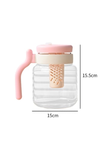 Suntek Demlikli Cam Çay Bardağı 950ml Ev Egzersiz Pembe