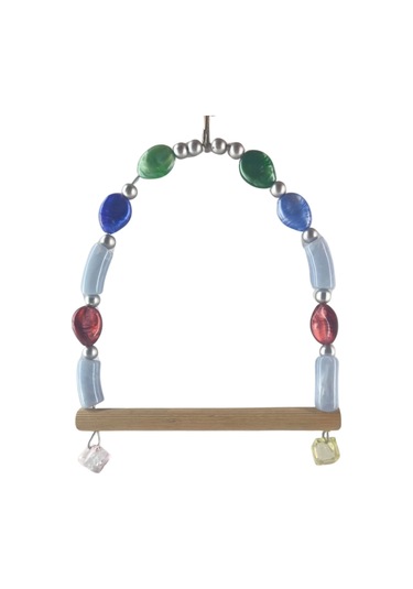 Boncuklu Kafes Kuşu Salıncağı Büyük Boy 17x15 Cm