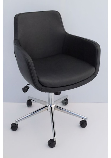 Bulut Rahat Siyah Deri Ofis Sandalyesi