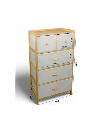 Digithome Bambu 5 Çekmeceli Dolap Çok Amaçlı Düzenleyici Organizer Şifonyer - B9198