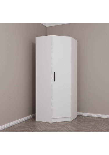 Kale Tek Kapaklı Köşe Zincir Dolap Beyaz - 210cm Beyaz