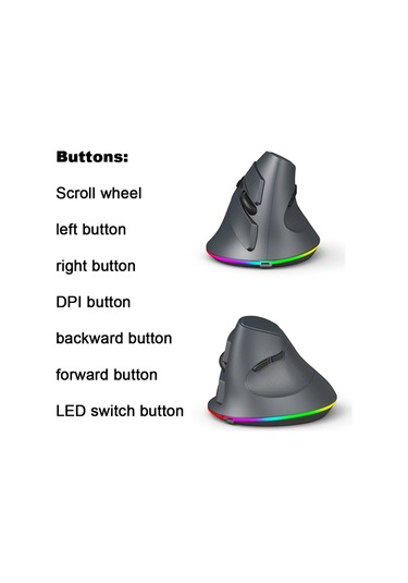 Reedark Dikey Kablosuz Oyuncu Mouse Programlanabilir  2.4g Kablosuz+bt Bağlantısı Ergonomik Tasarım