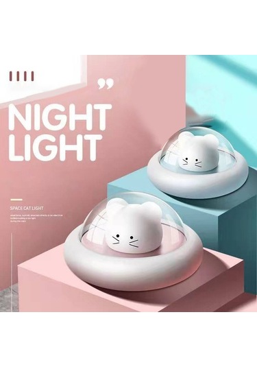 Szypzstore Uzay Sevimli Fare Küçük Gece Lambası Led Sevimli Hediye Hediye Lambası Küçük Gece Lambası Pembe V54aw9 Beyaz