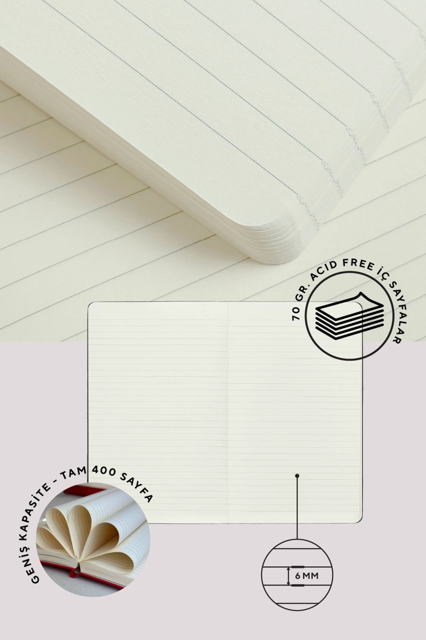 Nota Bene Classic Sert Kapak Defter, 9x14 Cm, Çizgili Red