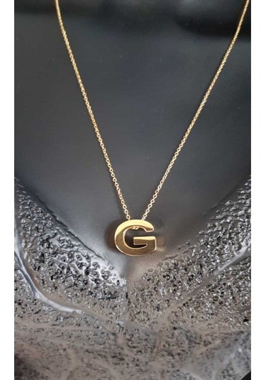 Vog Kişiye Özel Üç Boyutlu Çelik G Harf Sarı Renkdeniz Ve Havuz Suyuna Dayanıklı Paslanmaz Kolye Sarı