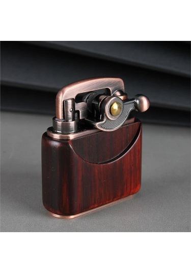 Sm-090t Vintage Benzinli Ahşap Çakmak Kestane Bronz