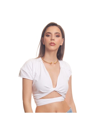 Labalaba Kadın Koçbaşı Uçlu Choker - Altın Altın