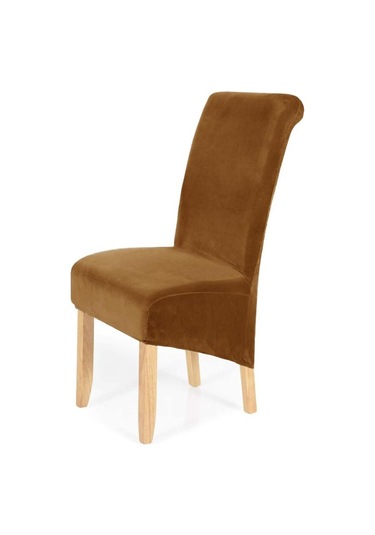 Jms Açık Kahverengi Streç Kadife Çıkarılabilir Yıkanabilir Büyük Yumuşak Yemek Sandalyesi Kapakları