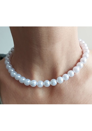 Klasik İnci Choker Kolye Beyaz 83828472