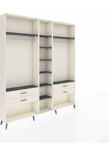 Arges Dolap 10 Raflı 4 Çekmeceli 2 Askılı 220x30x243 Aytaşı-antrasit/aytaşı Antrasıt/aytası