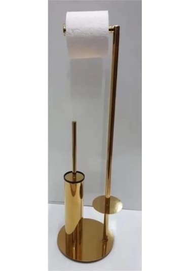 Defne Banyotuvalet Kağıtlık Ve Tuvalet Fırçası Standı Altın