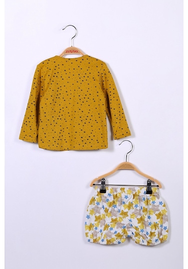 Kız Bebek Bluz Ve Şortlu Takım 6-24ay Sari