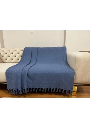 Mavi Koltuk Örtüsü Balık Sırtı Desen 180 210 Mavi