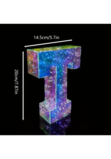 Chuangyinshop 1 Adet Led T Harf Işığı - Usb Ve Pil İle Çift Enerji Modu, Kombinlenebilir Dekoratif Lamba T Harfi