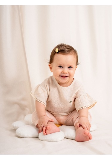 Kd53403 Şile Bezi Nakışlı Bluz & Pantolon Takım 6-36 Ay Somon