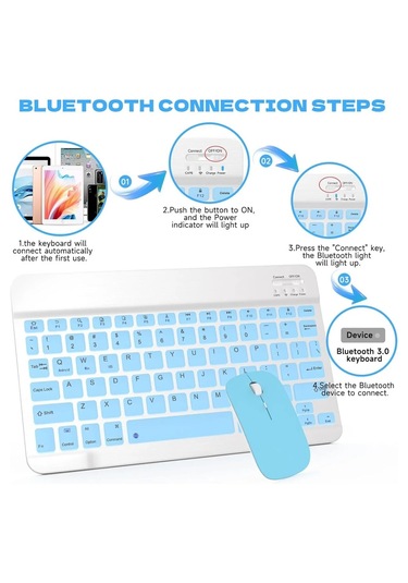 Kablosuz Bluetooth Türkçe Q Klavye Ve Mouse Seti Ios/androidtablet Telefon Uyumlu Şarjlı Lazer