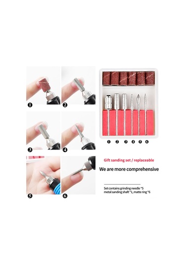 Yifomall Evde Salon Keyfi: Taşınabilir Elektrikli Tırnak Bakım Seti, Hız Ayarlı, 6 Uçlu, Pembe Renk, Avrupa Fişi