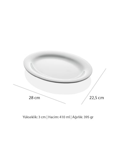 Alezy 628 Göreme Melamin Termostar Arya Kayık Tabak 28 Cm Beyaz