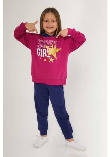 Rolypoly Super Girl Koyu Pembe Kız Çocuk Eşofman Takımı Mint