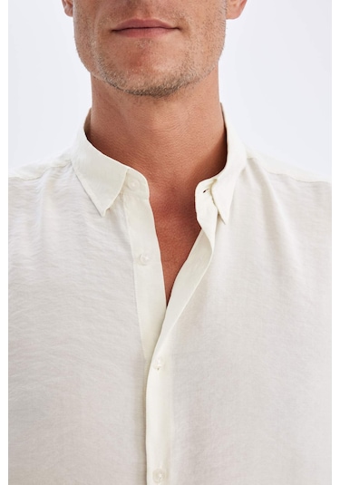 DeFacto Relax Fit Polo Yaka Poplin Modal Basic Düz Uzun Kollu Gömlek C4131AX24SMER102