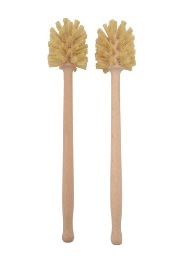 2 Paket Kayın Ağacından Yapılmış Ahşap Tuvalet Fırçası, 360 Temizleme Gücü Ahşap Rengi