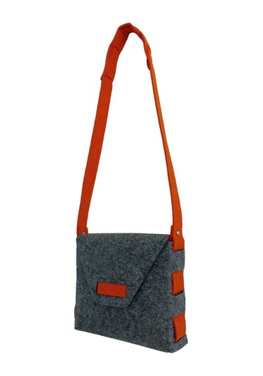 Kız Çocuk Omuz Çantası Keçe Sağlıklı Dikişsiz Etkinlik Günlük Çanta Gri-turuncu Gri