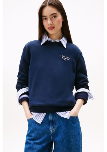 Kadın Regular Fit Nakış Logolu Sweatshirt - Lacivert Dark Night Navy