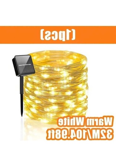 Fastbuy Turcoshop11 105 Feet 300 Led Solar Bahçe Ağaç Düğün Ramadan Dekor, 8 Mod Ip44 Sıcak Beyaz Sıcak Beyaz