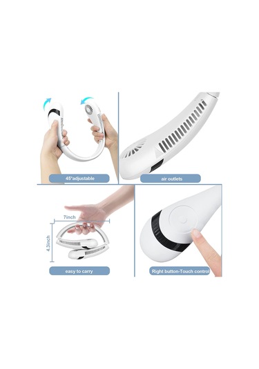 Padalink Taşınabilir Boyun Bağlı Fan, 360 Derece Tam Etki Rüzgar, 3 Hız Seçeneği, 10 Saat Çalışma Süresi, Şarj Edilebilir Plastik