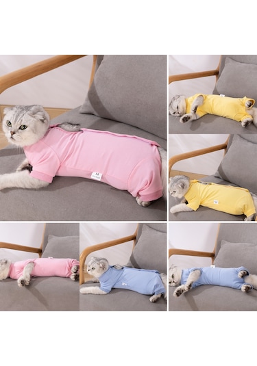 Geekyou Kedi Ameliyat Sonrası İyileşme Giysisi - Yara Koruması Ve Yalama Engeli - Modal Dokuma - Pembe Xs