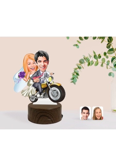 Kişiye Özel Evleniyoruz Karikatürlü Dekoratif 3D Biblo Led Işıklı (481495214)