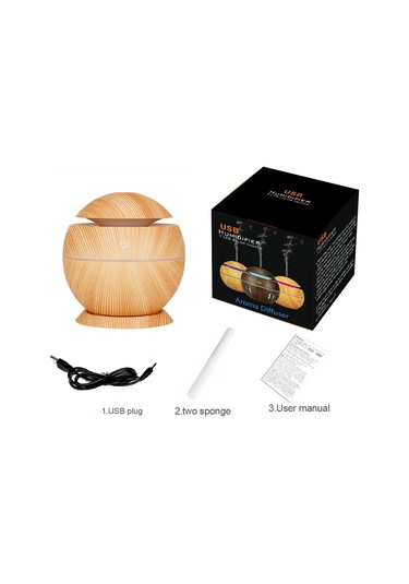 Suofeng Halka Açık Usb Nemlendirici, Renkli Led Işık Ve Aroma Özelliği İle Ev/ofis Kullanıma Uygun, Hafif Ahşap Desenli