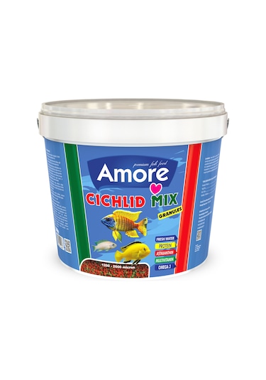Amore Cichlid Mix Granules Kova Akvaryum Balık Yemi 3 KG