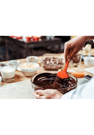 3lü Turuncu Silikon Kaşık Seti Isıya Dayanıklı Yanmaz Yapışmaz Çi