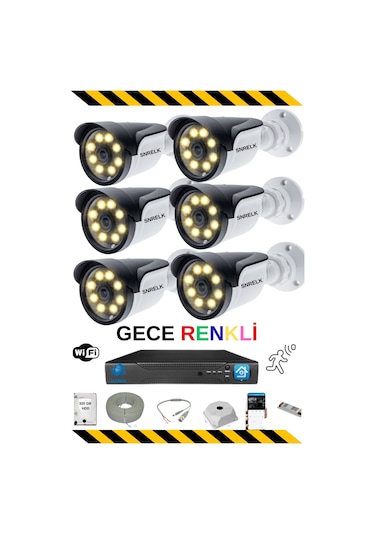 Snrelk Hama 6 Kameralı Gece Renkli Dış Mekan 320 Gb Güvenlik Kamerası Sistemi