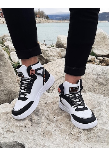 Dunlop 2238 Beyaz-Siyah, Fuspetli Ortapedik Boğazlı Basket Spor Ayakkabı AYKSAYAK-000491