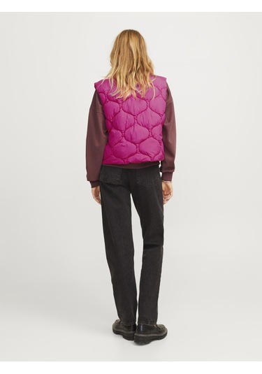 Jack & Jones Kadın Düz Renk Kolsuz Yelek - Sena Fuchsia Red Çok Renkli