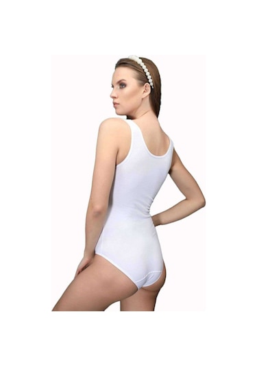Mbb E-ticaret Elit Life Geniş Askılı Kadın Dikişsiz Çıtçıtlı Slip Body Beyaz 878
