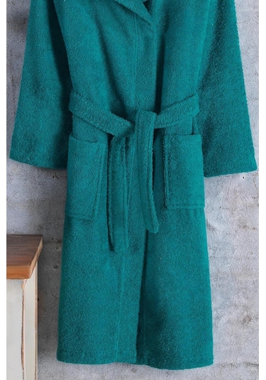 Zeynep Tekstil Pamuklu Kapşonlu Genç Bornoz Unisex Garson Boy Bornoz Yeşil 11-12 Yaş Yeşil