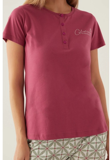 Arnetta 2881 Pamuklu Kısa Kol Kadın Pijama Takımı Mürdüm