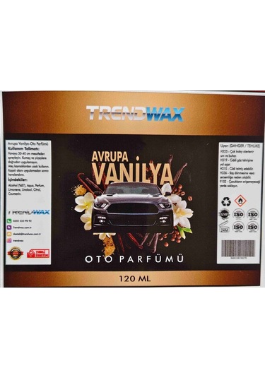 Trendwax Avrupa Vanilya Oto Parfümü 120ml