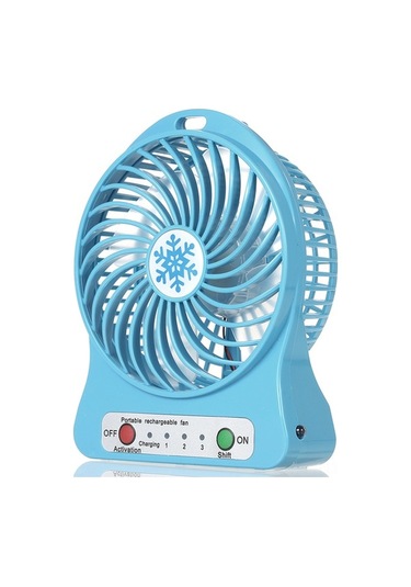 Fortunelane Mavi Usb Fan Masaüstü 3 Hızlı Led Işıklı Ofis Kullanımı/